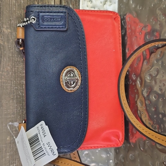 Coach Elegant Red and Blue Women's Small Crossbody Clutch, NWT - Picture 1 of 8